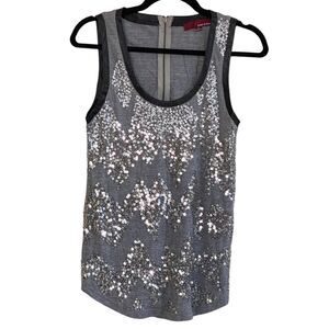 Line & Dot Silver Sequin Faux Leather Accent Tank Top Sz S